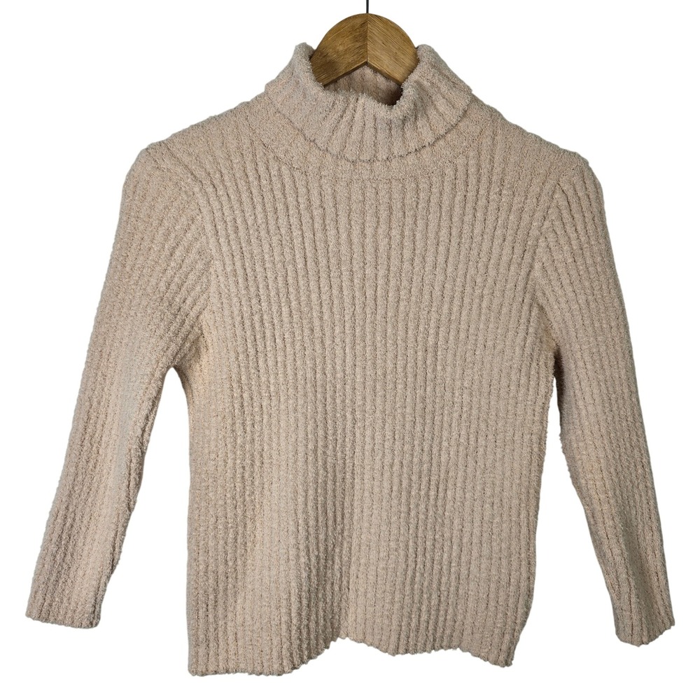 Mud Kingdom Kids Cream Ribbed Fuzzy Turtleneck Sweater Size‎ 7-8Y